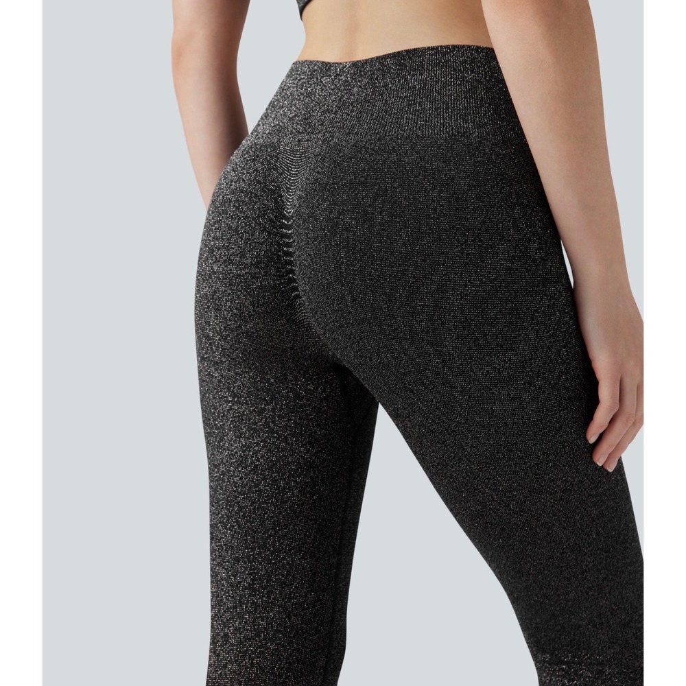 HALARA Leggings Women Large Black Sparkle Seamless Flow High Waisted 7/8 Workout